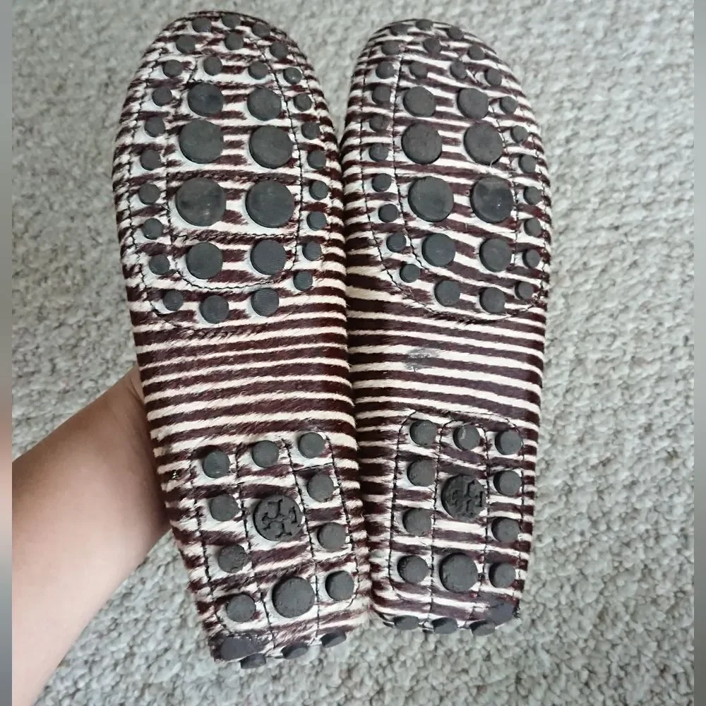 Tory Burch Brown Zebra Print Loafers size 7